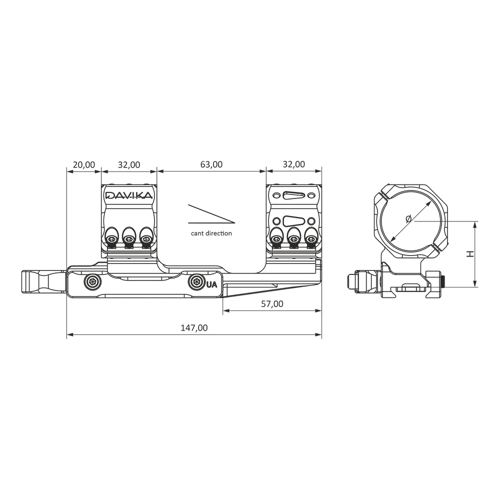 Montage de lunette 30mm déporté | Rail Picatinny QD Ergo base