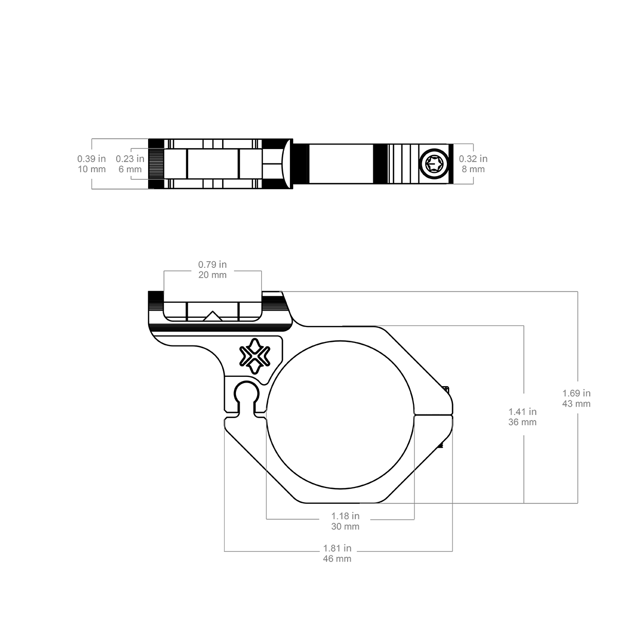 30 mm offset waterpas met luchtbel voor richtkijker