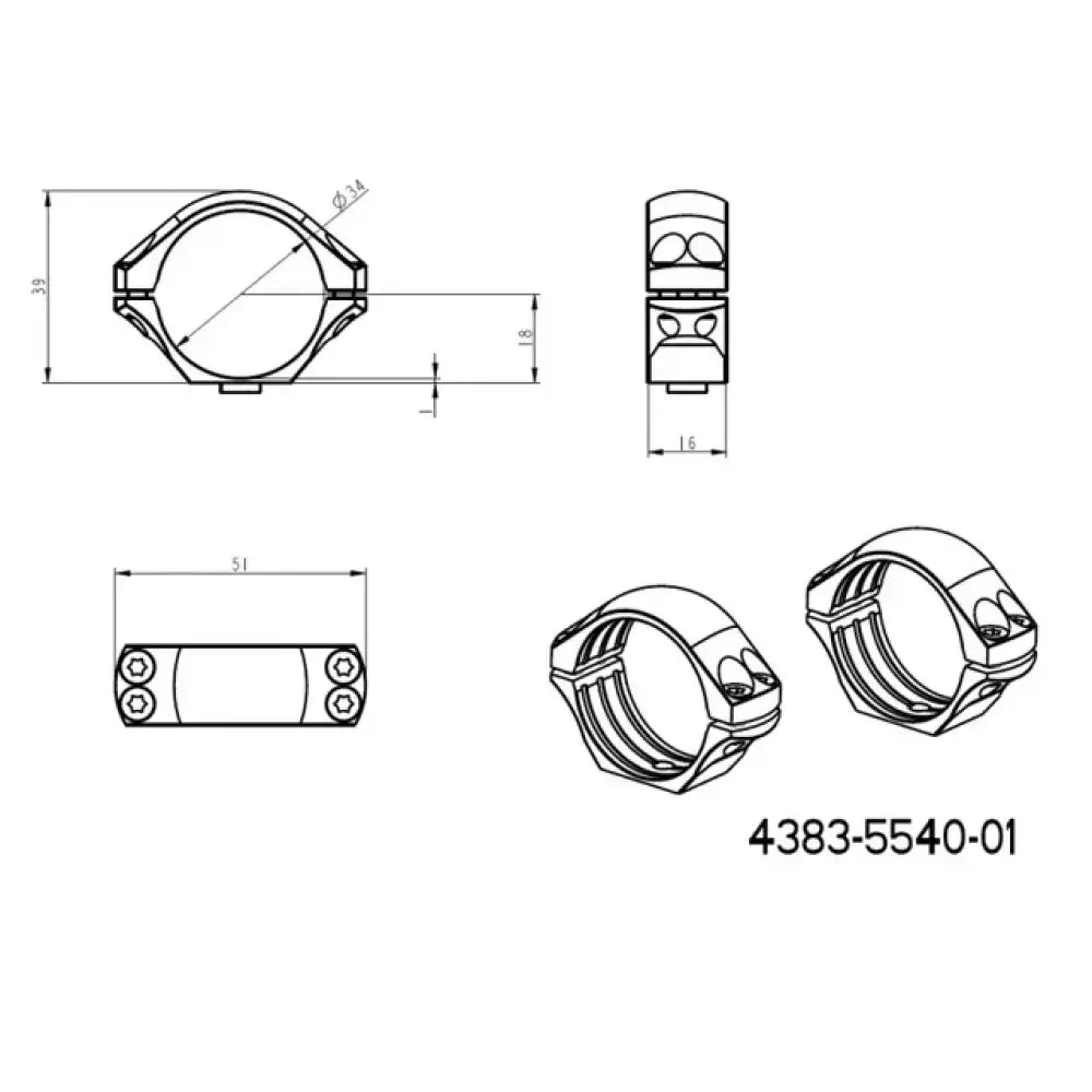 34mm scope rings | short Blaser base