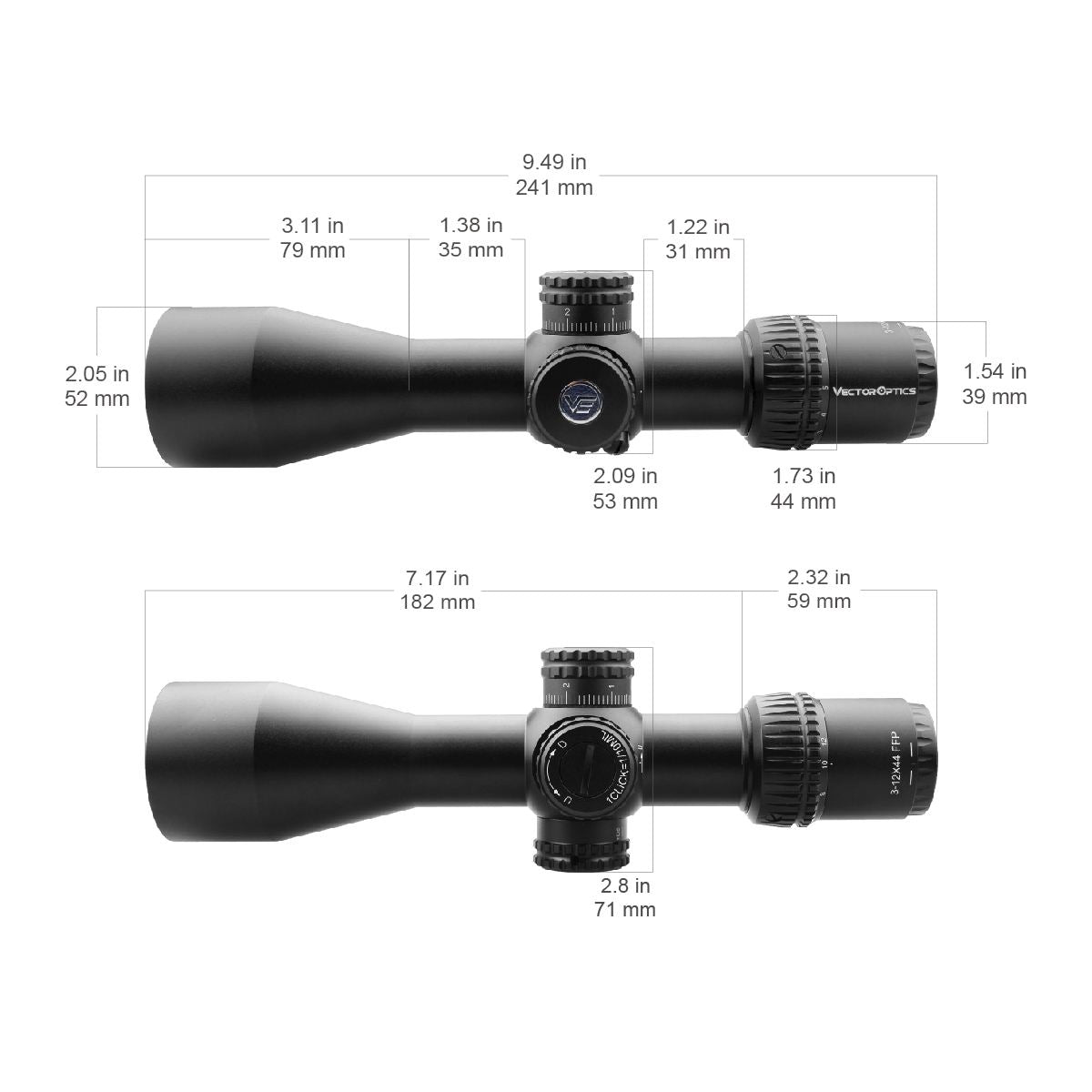 Vector Optics Veyron 3-12x44 FFP compacte rifle scope Vector Optics