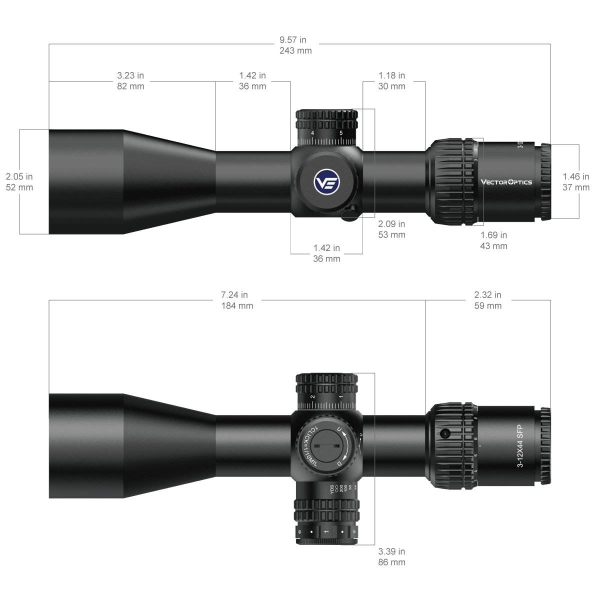 Vector Optics Veyron 3-12x44IR SFP compacte rifle scope Vector Optics