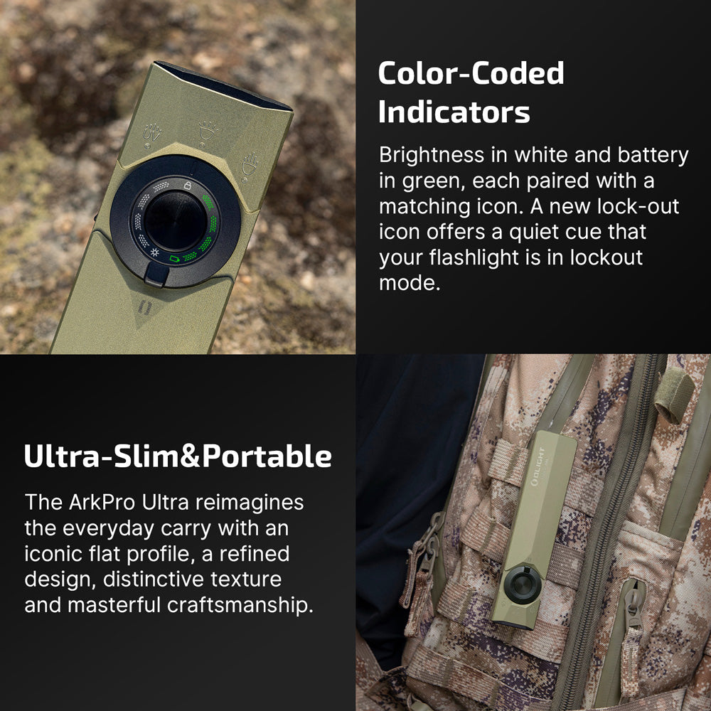 Olight ArkPro Ultra | platte 4-in-1 EDC zaklamp | 1.700 lm - Olive Green