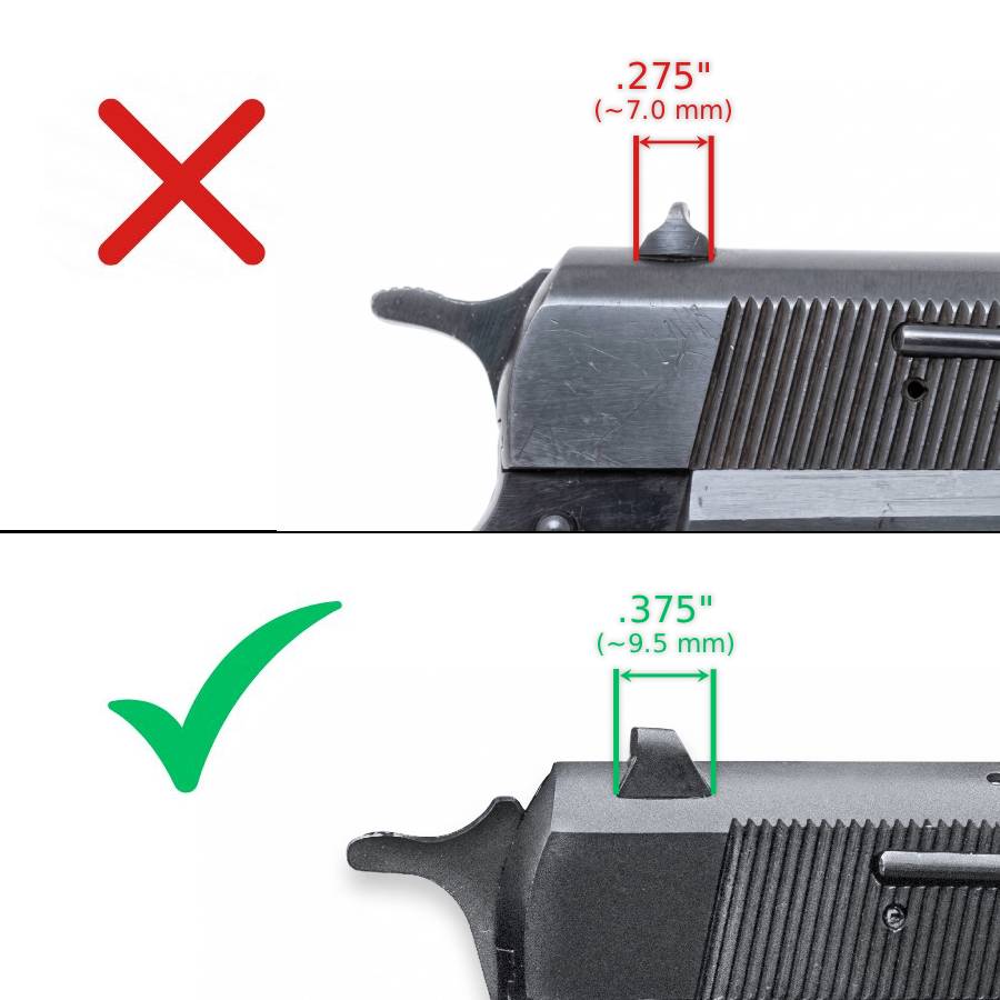 Browning Hi-Power [Sport Vigilante Mark III Practical HP40] verstelbare keep | witte stippen