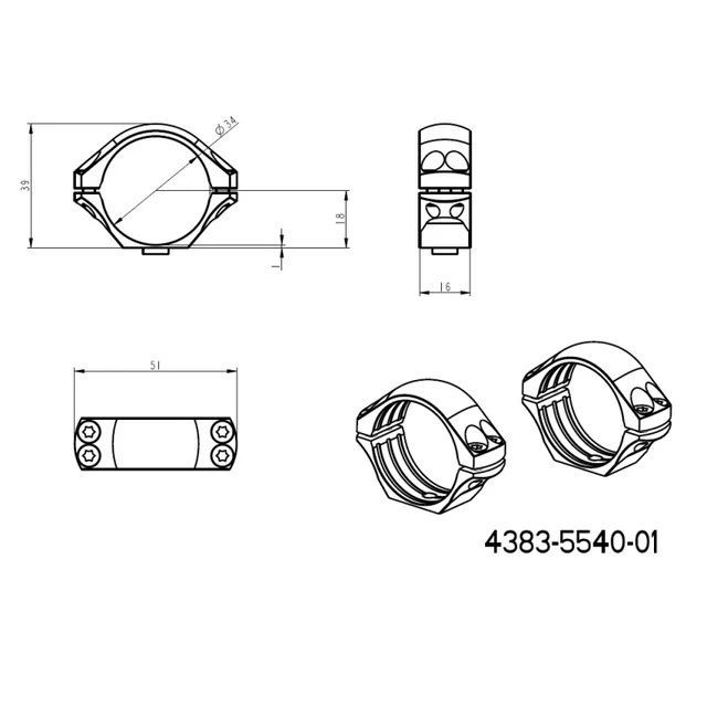 34mm montageringen | lange Picatinny QD Tactische basis 
