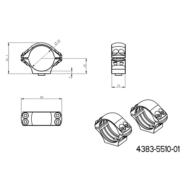 30mm montageringen | lange Picatinny QD Tactische basis 