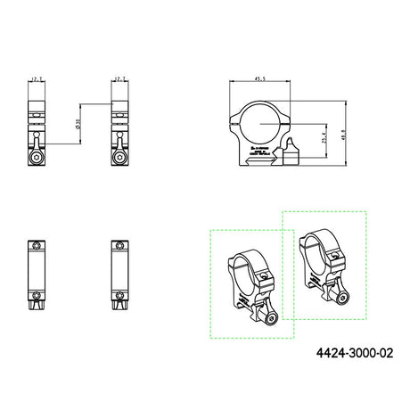 30mm montageringen | Picatinny-basis met hendel 